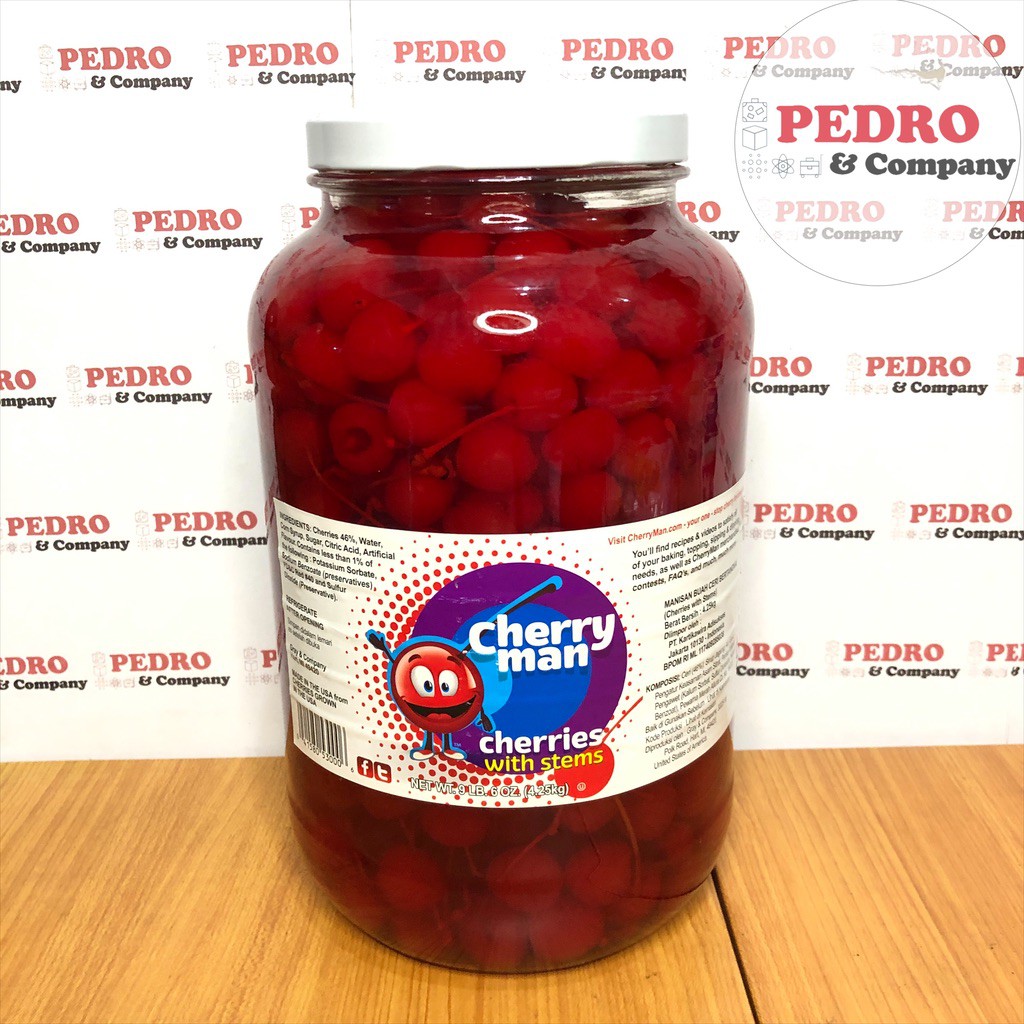 

Cherry man cherries with stem 4.25 kg - buah cheri merah batang sirup syrup