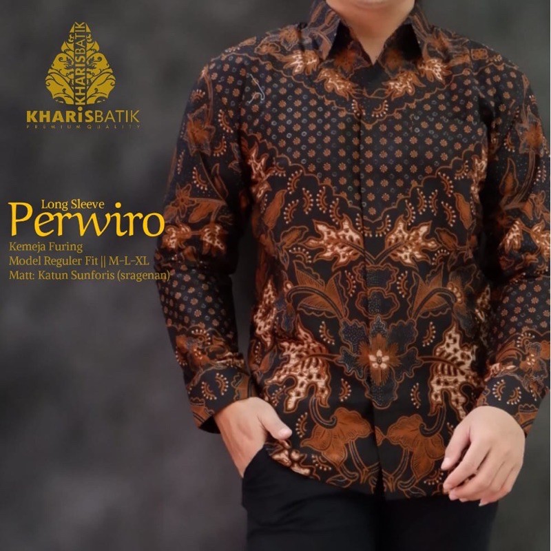 PERWIRO Batik Pria Ful Furing Katun Halus Size S-XXL High Quality