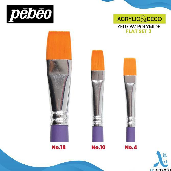 

Open Ds] Kuas Lukis Pebeo Yellow Polyamide Acrylic And Deco Brush Set - Flat Set 3