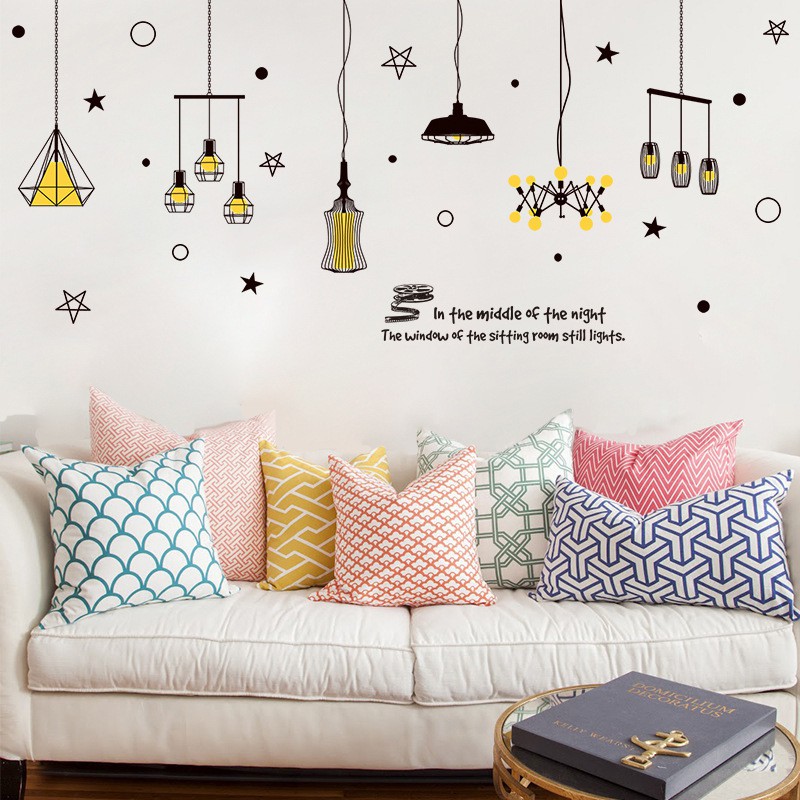 RELIZA WALL STICKER 60X90 LAMP LAMPU GANTUNG HITAM CRISTAL STIKER DINDING XL8268