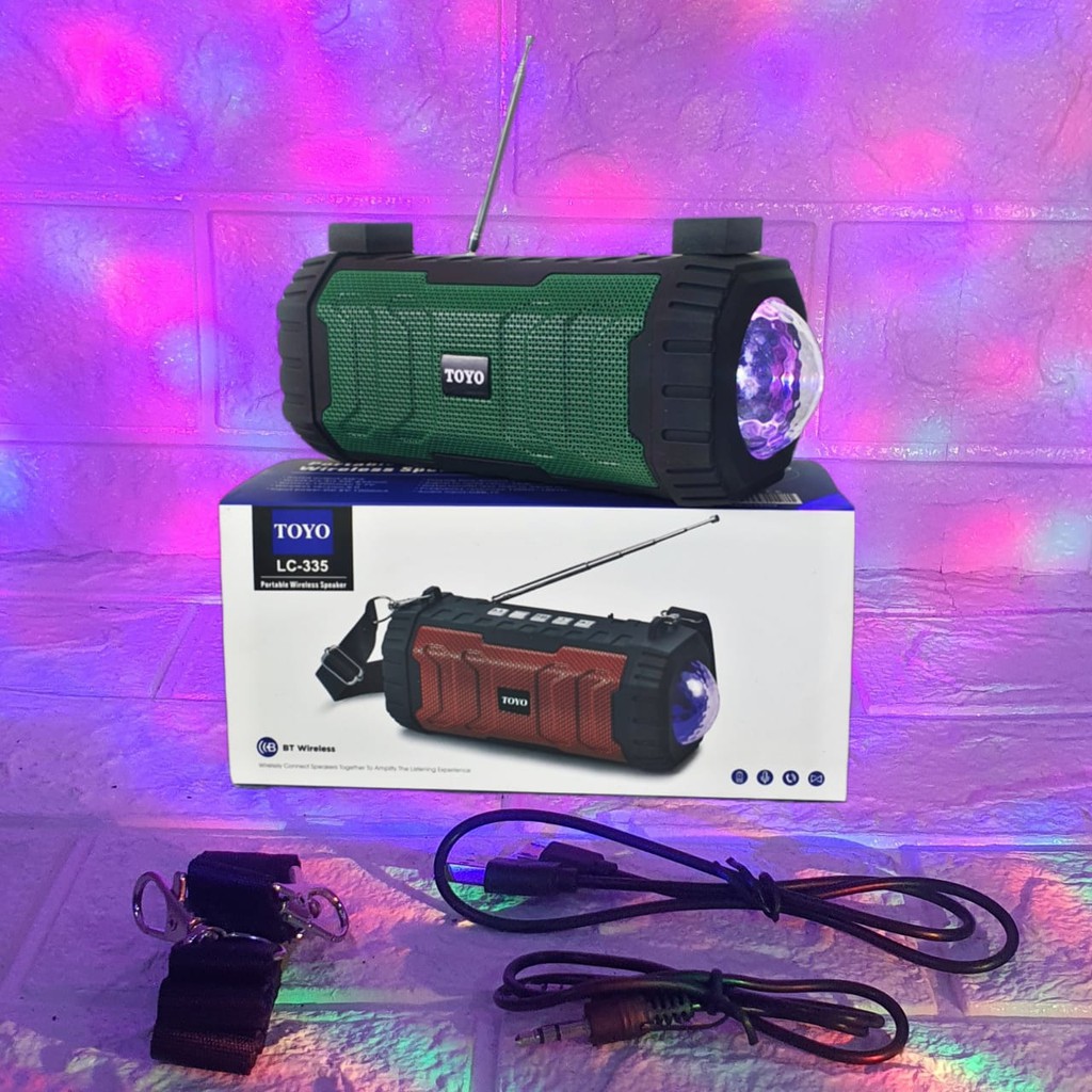 Speaker Bluetooth TOYO LED LC-335 Portable Speker Wireless LC335 Lampu Disco