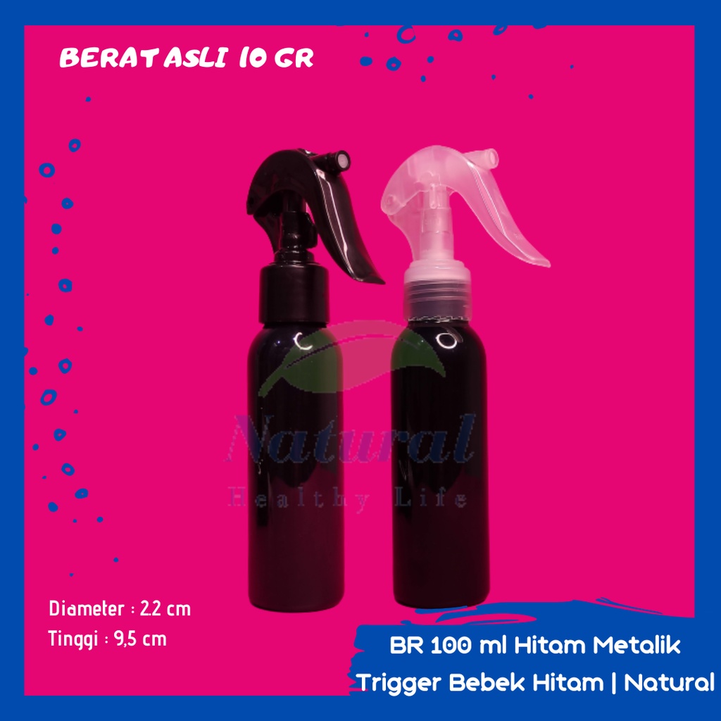 Botol 100ml BR Hitam AR Mini Trigger Bebek Spray N 24 Bahan PET