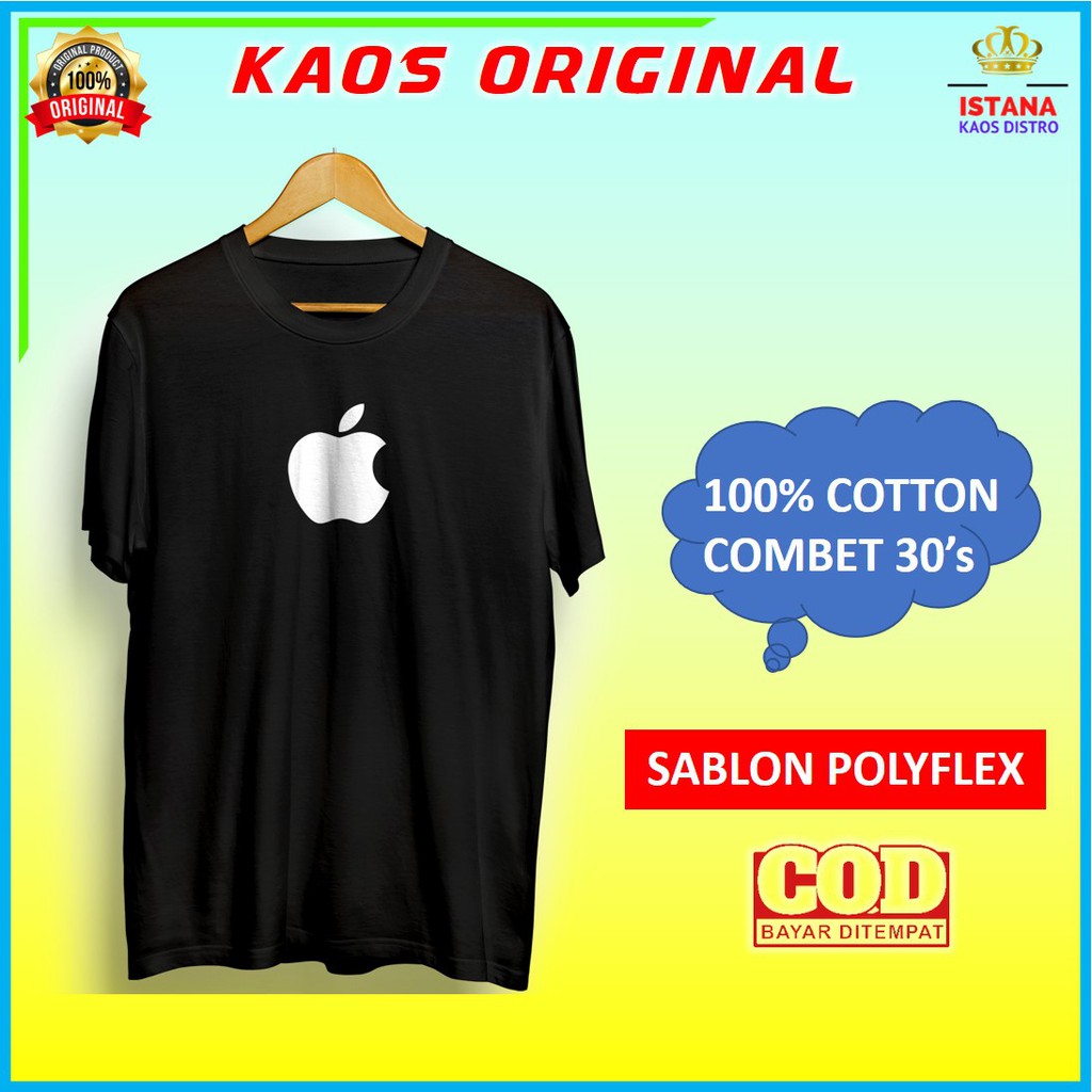 Baju Kaos Pria Distro Cowok Murah Keren Original Dewasa Lengan Pendek Apple kd24