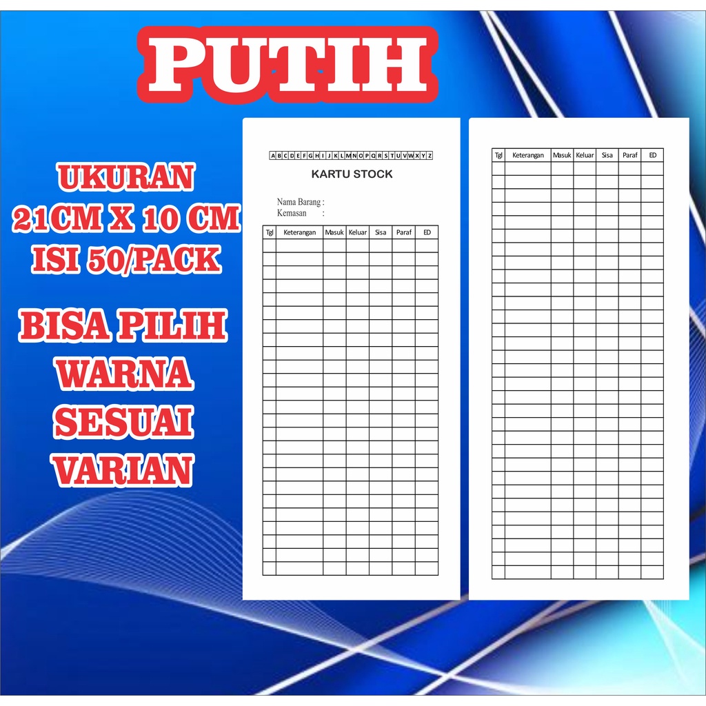 

kartu stok obat isi 50 lembar bolak balik kartu stok barang non custom