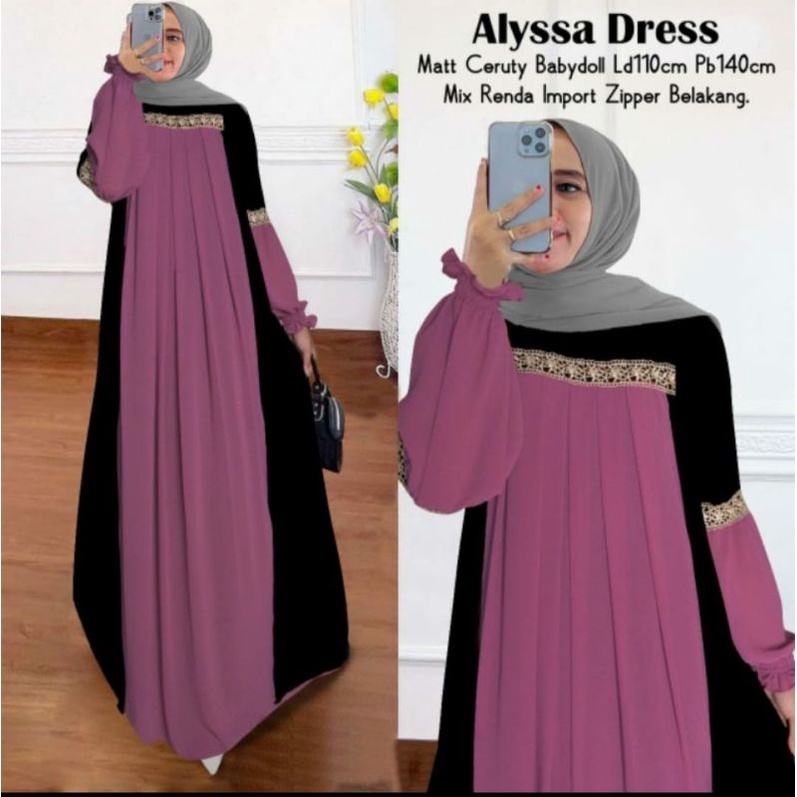 gamis ceruty terbaru//alyssa dress//dress terbaru