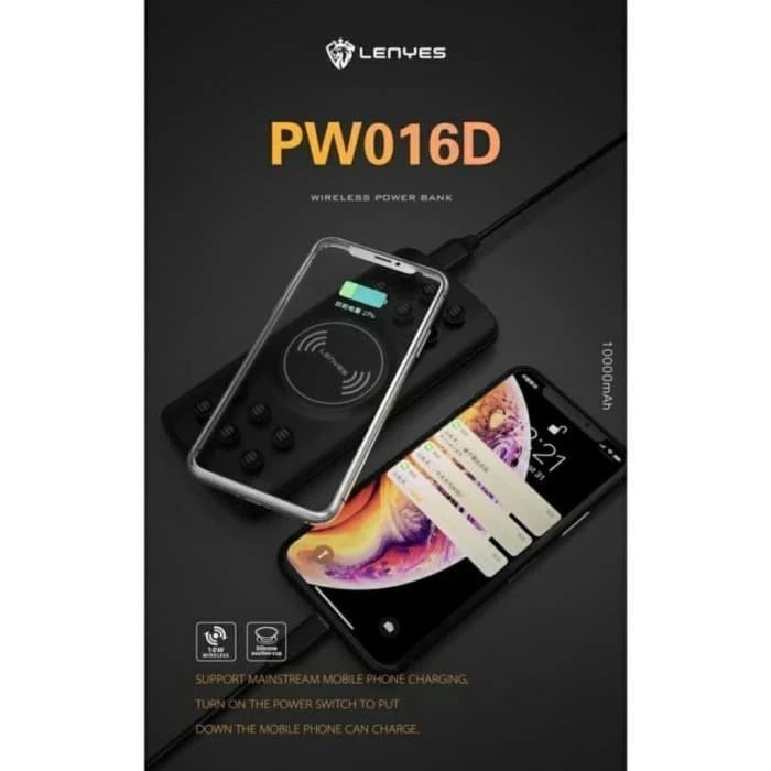 LENYES PW016D 10000MAH WIRELESS POWERBANK FAST CHARGING QC 3.0