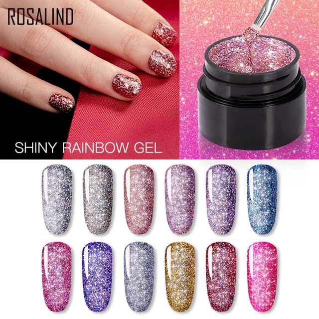 ROSALIND Shiny rainbow gel 5ml RECOMMENDED glitter gel polish painting glitter pot nail art