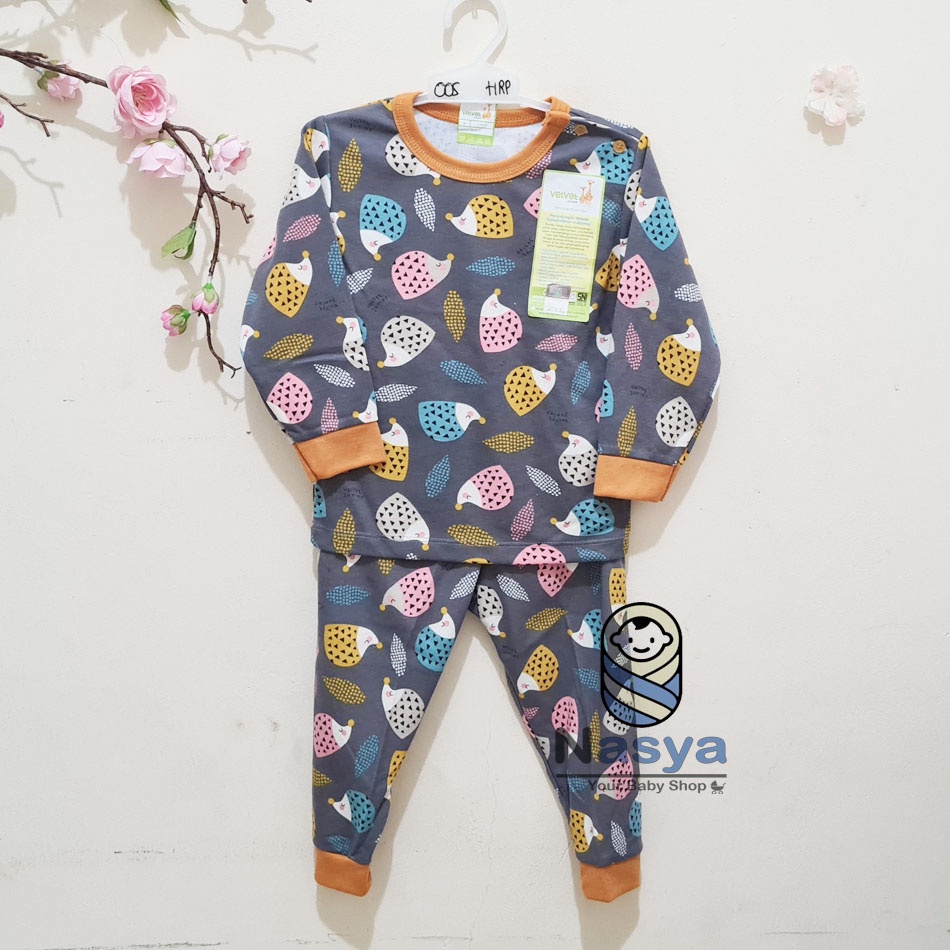 [R-066] Setelan Piyama Panjang Velvet Junior Size SML