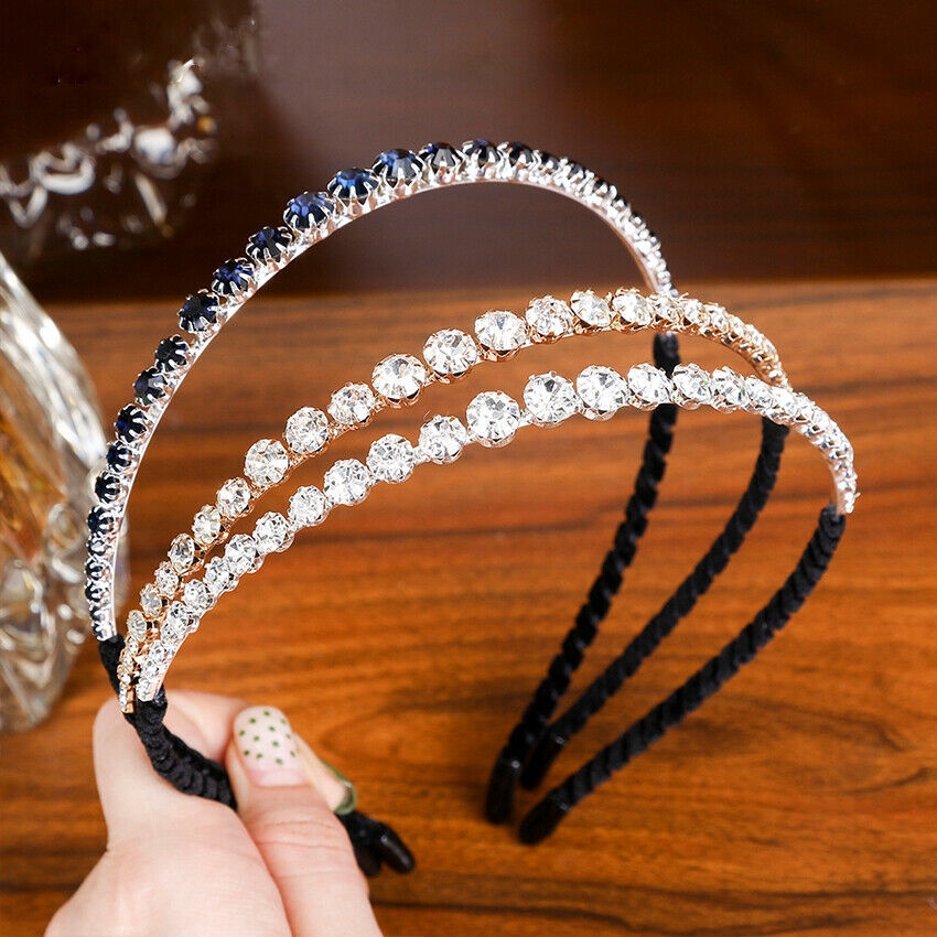 Korean Crystal Diamond Headband Woman Rhinestone Thin Hairband Wedding Hair Accessories