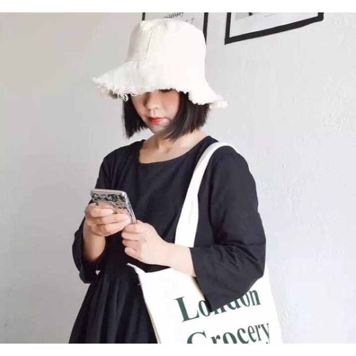 Bucket Hat ripped Import end topi bucket rawis rumbai terbaru pria dan wanita Korea Style