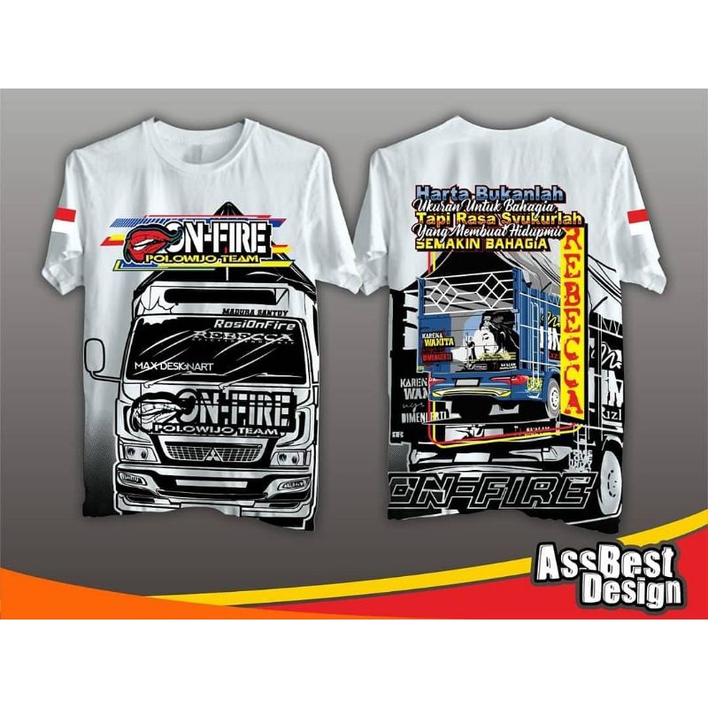 KAOS ON FIRE||KAOS TRUCK ON FIRE POLOWIJO TEAM||KAOS DISTRO||PLASTISOL||PREMIUM||T-SHIRT ORIGINAL