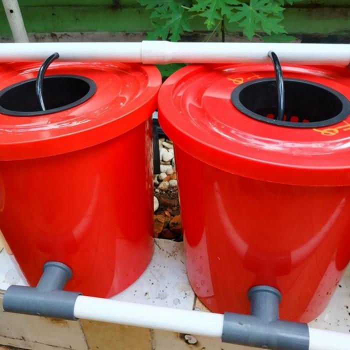 dutch bucket hidroponik - dutch bucket set isi 5 pc putih/merah