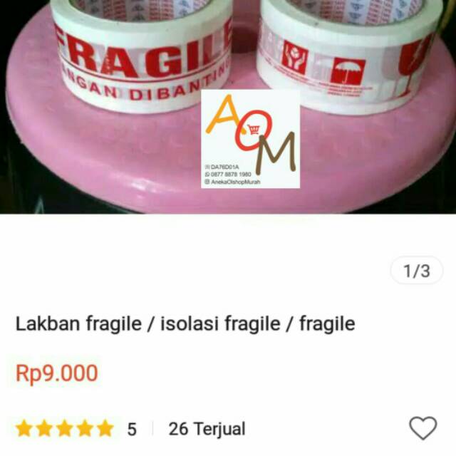 

Lakban fragile / isolasi fragile / fragile 50 meter