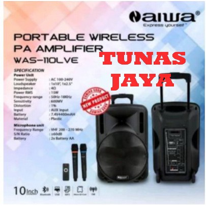 Speaker Portable Meeting Wireless N AIWA WAS 110 LVE/LVD - 10 in Bluetooth USB original