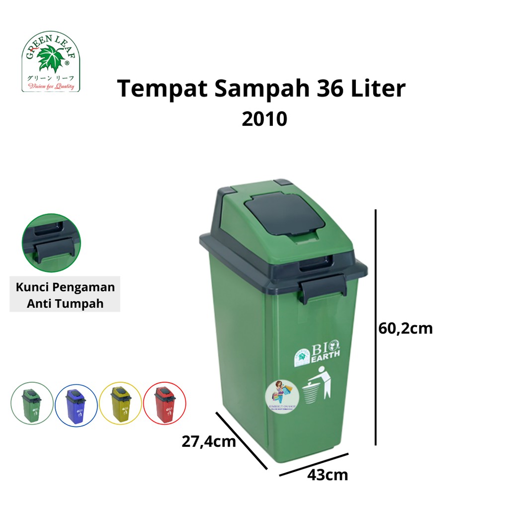 Tempat Sampah BIO Dustbin 36 Liter 2010 Green Leaf