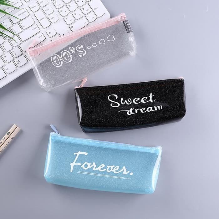 EDW KP14 Tempat Pensil Glitter Clear Pencil Case Pouch ATK EDW KP14 Tempat Pensil Glitter Clear Pencil Case Pouch ATK