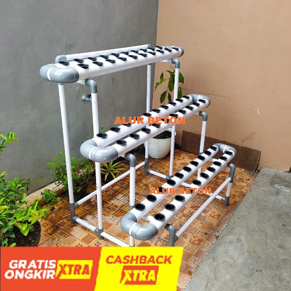 PAKET INSTALASI SISTEM WICK MODEL TANGGA - PIPA HIDROPONIK 2D x 60 LUBANG