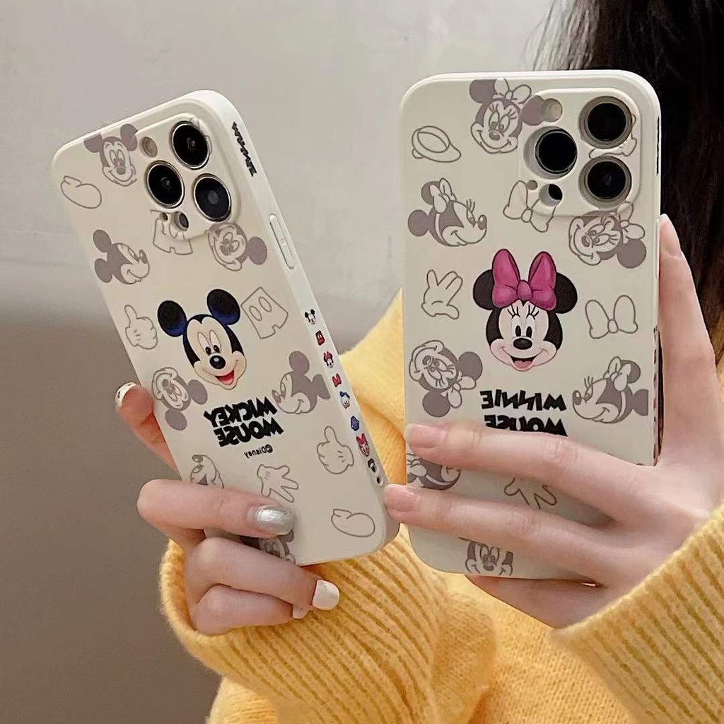 Soft Case Silikon Motif Mickey / Minnie Mouse Untuk Iphone 13 12 11 Pro Max X / Xs Max Xr Se 2020 7 8 Plus