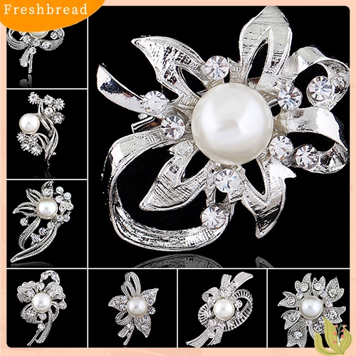 [ TERLARIS]New Bridal Bouquet Rhinestone Crystal Brooch Pin Silver Pearl Brooches Flower