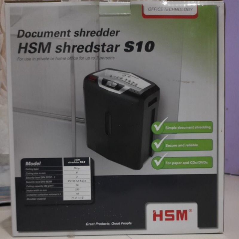 Paper Shredder HSM shredstar S10  6,0