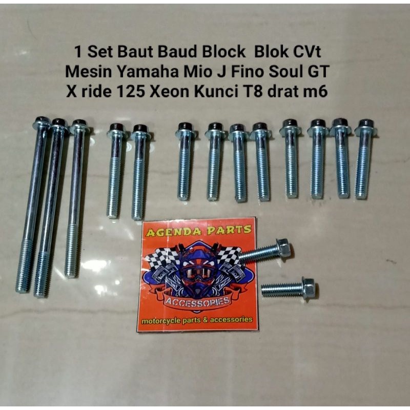 1 Set Baut Baud Block Blok CVt Mesin Yamaha Mio J Fino Soul GT X ride 125 Xeon