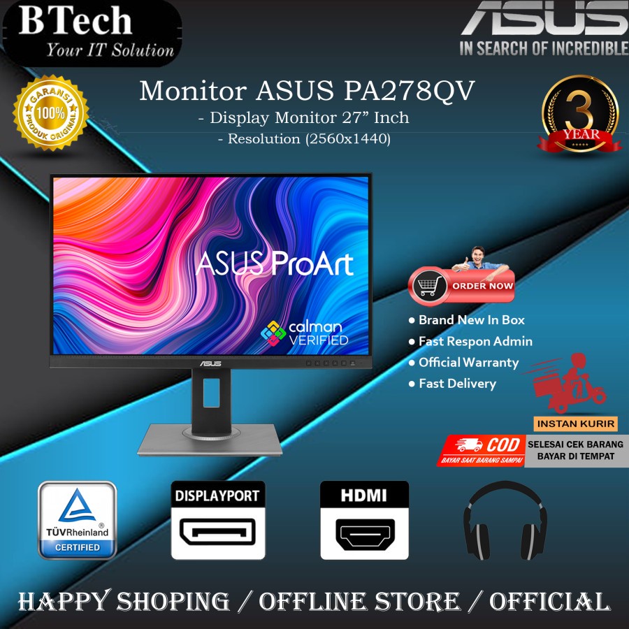 Jual ASUS ProArt Display PA278QV Professional Monitor 27" | Shopee ...