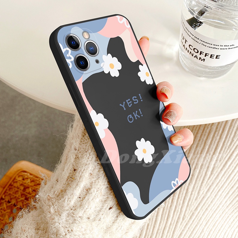 Keren Case Hp Case for Redmi 10 Note 10 Pro Note10S Note9S Xiaomi Poco X3 Pro X3NFC M3 Note8 Keep Smiling YES OK Chrysanthemum Pattern TPU Phone Cover Murah-Bisa COD DGX