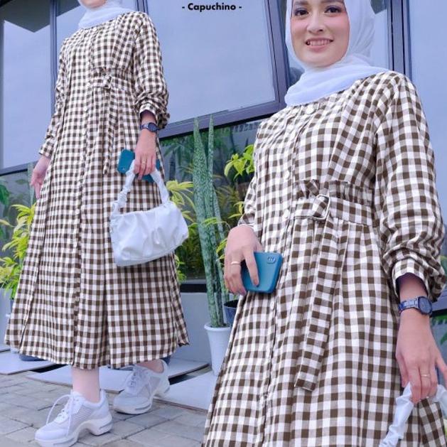 Terlaku midi dress kotak / midi dress kotak2 / midi dress katun / midi dress terbaru / midi dress te