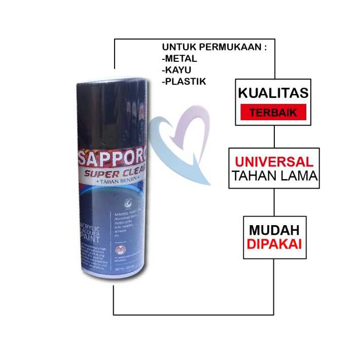 

Sapporo Super Clear Atau Gloss Doff Cat Semprot Pylox Saporo Paint