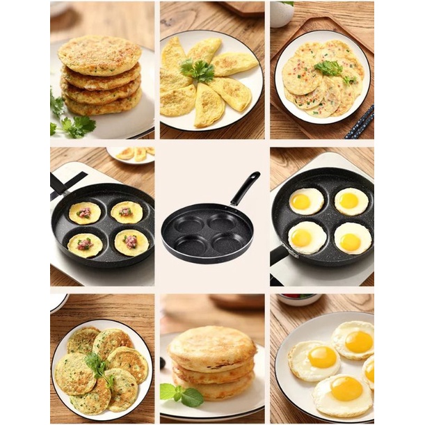 Penggorengan Wajan Panci Teflon Cetakan Takoyaki Telur Omelet Anti Lengket Egg Fyring Pan Non-stick 4 Holes