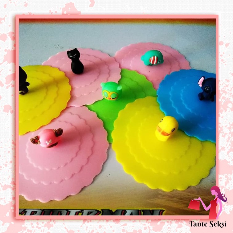 Tutup Cangkir Karakter Tutup Gelas Silikon Lucu Tutup Gelas