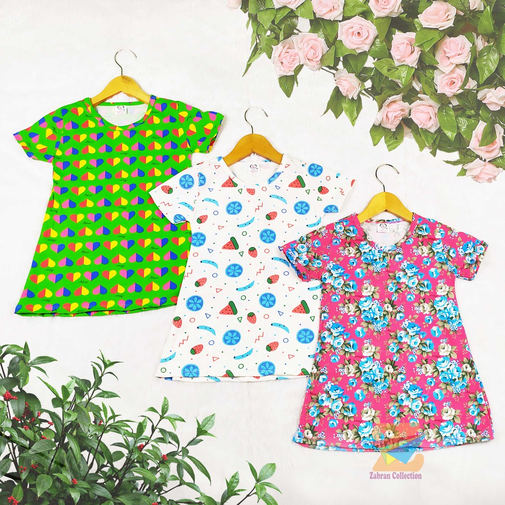 Isi 3 Kaos Dress Anak Lucu ( 1 Sampai 5 Tahun)