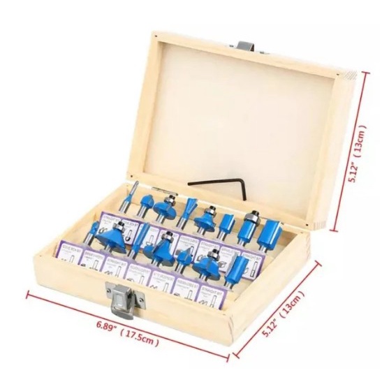 Mata Router Bit Set isi 15pcs Mata Profil Paket Komplit + Box Kayu