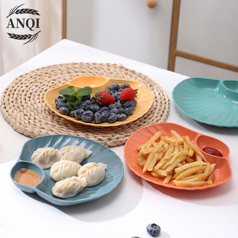 ANQI 1888 Piring Kerang Shell Plate Kue Roti 2in1 Tempat Saos Kecap VS-90