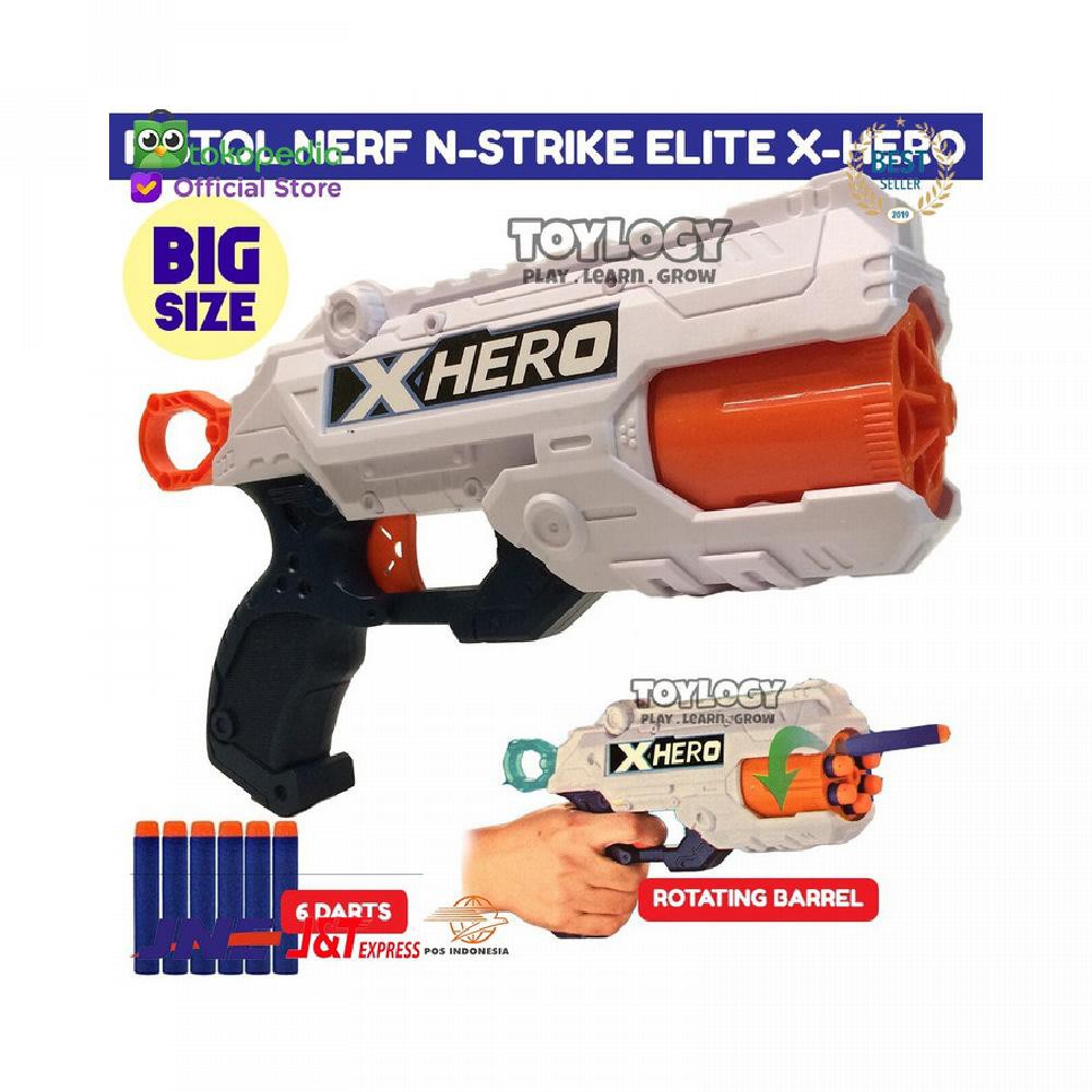 Mainan Anak Laki Pistol Nerf N-Strike Elite Hotstock X-Hero Peluru Da