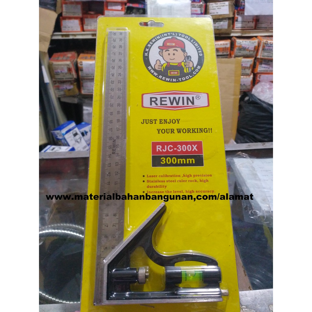 

penggaris siku waterpass 30 cm Rewin elbow ruler sudut stainless steel ukur sudut DISKON7