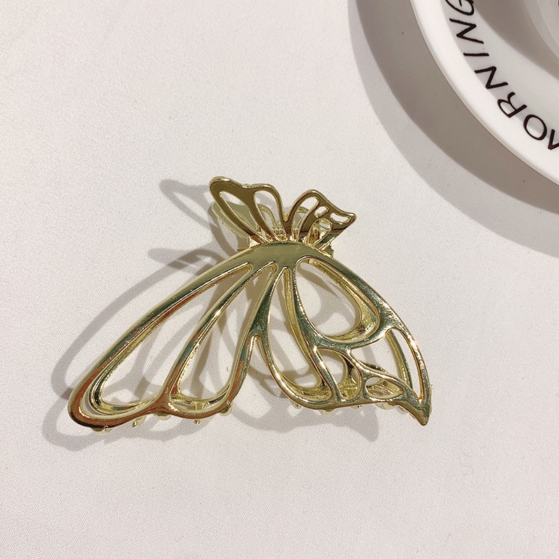 Jepit Rambut Bentuk Kupu-Kupu Tiga Dimensi Bahan Logam Gaya Retro Untuk Wanita