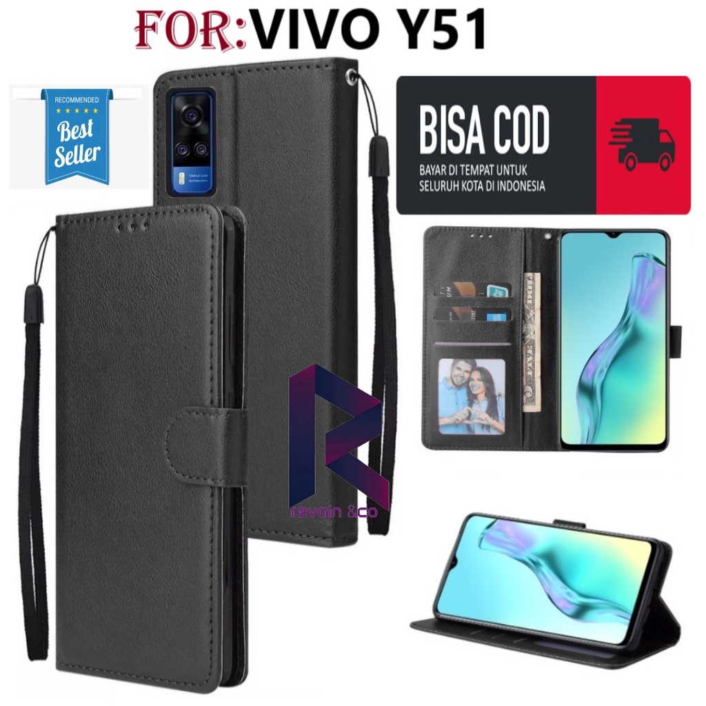 FLIP COVER VIVO Y51 CASING DOMPET FLIP WALLET LEATHER KULIT PREMIUM SARUNG BUKA TUTUP FLIP CASE VIVO Y51