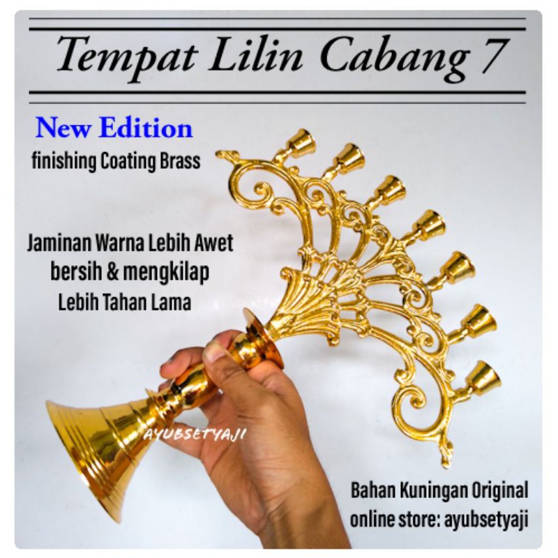 Tempat Lilin cabang 7 FULL KUNINGAN Tebal dan Solid Candle Holder kipas modern dekorasi wadah lilin 