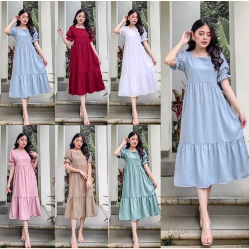 Dress Wanita Korean Vintage Fanny Dress Amanda