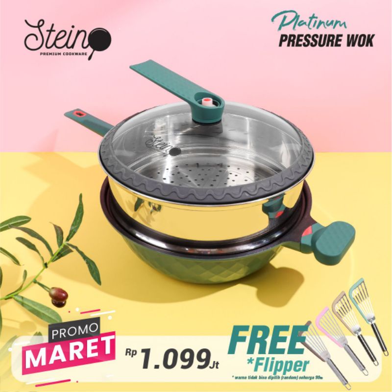 Steincookware Wok Platinum Pressure Semi Presto 32cm Original Stein Free Steamer