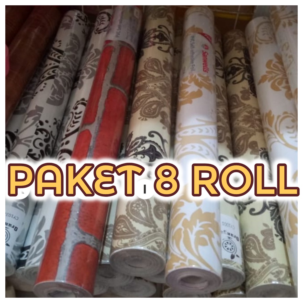 Murah paket 8 Roll Wallpaper Dinding  BAHAN PVC UNTUK DINDING