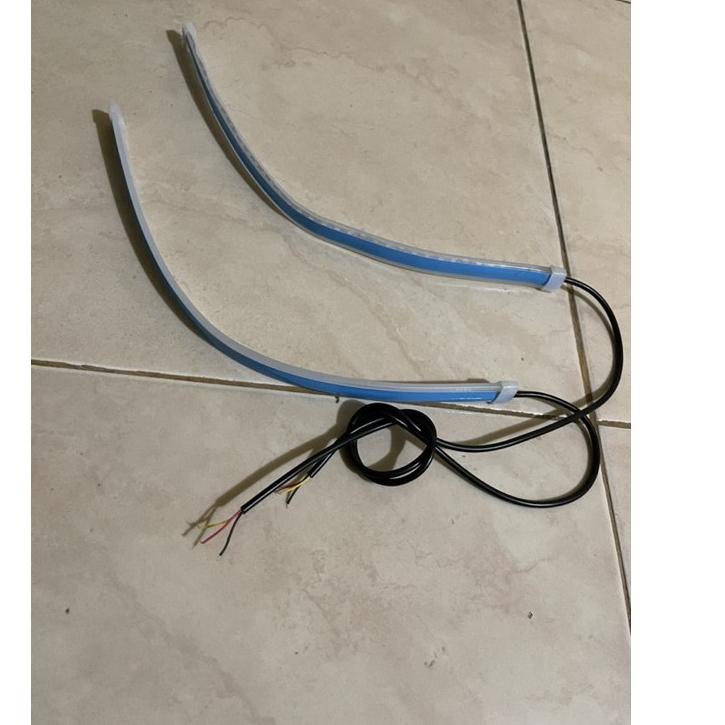 Baru - lampu Alis LED slim alis DRL fleksibel waterproof 12v 60cm 30cm 2 mode running motor warna pi