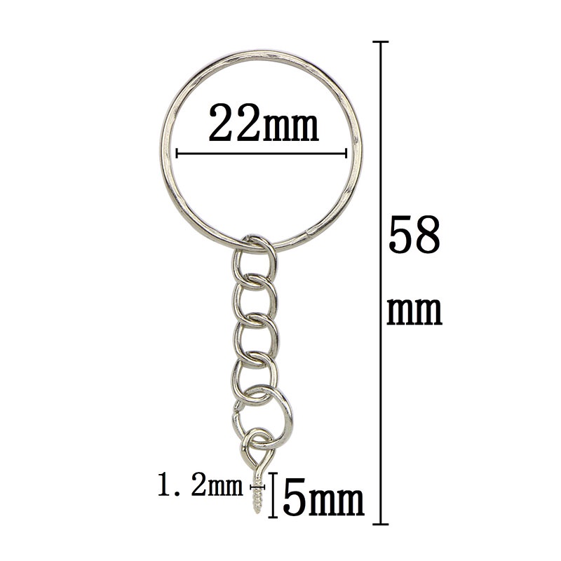 [happy]40Pcs Polished Key ring Screw Eye Short Chain Split Ring Connector DIY Jewelry