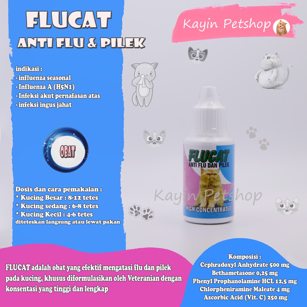 FLUCAT 30ml - Obat Anti Flu Dan Pilek Untuk Kucing (mengatasi flu kucing - mengatasi pilek kucing - 