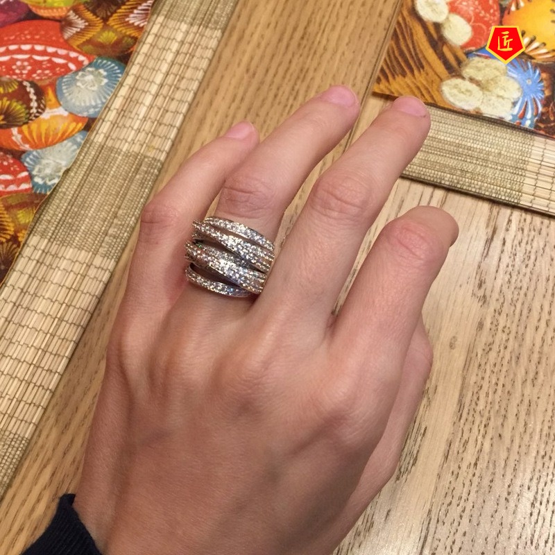 [Ready Stock]Multi-Layer Micro Inlaid with Diamond Ring Fashion Personality