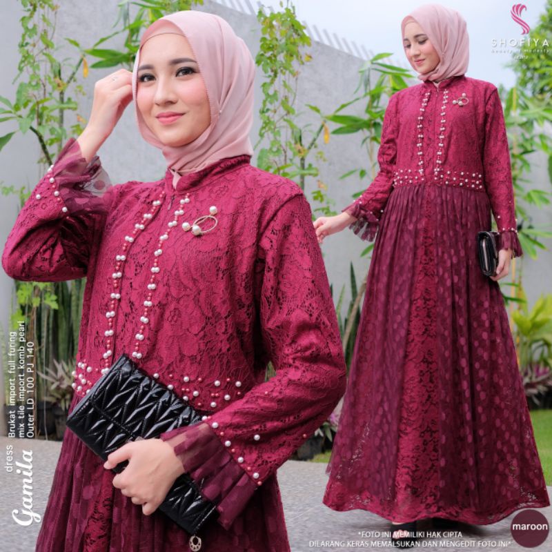 Gamila Dress ori Shofiya gamis brokat cantik original berlabel