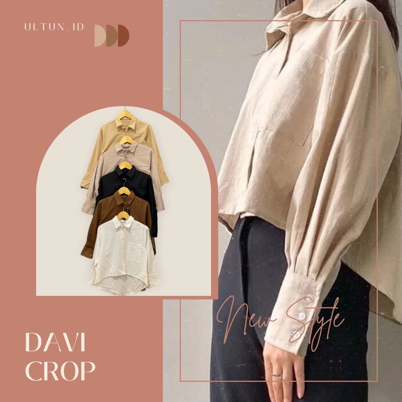 Davi Kemeja Crop -Linen - Kemeja Crop Wanita - Kemeja Oversize Wanita -Lengan Panjang - Atasan Wanita- Kemeja Wanita