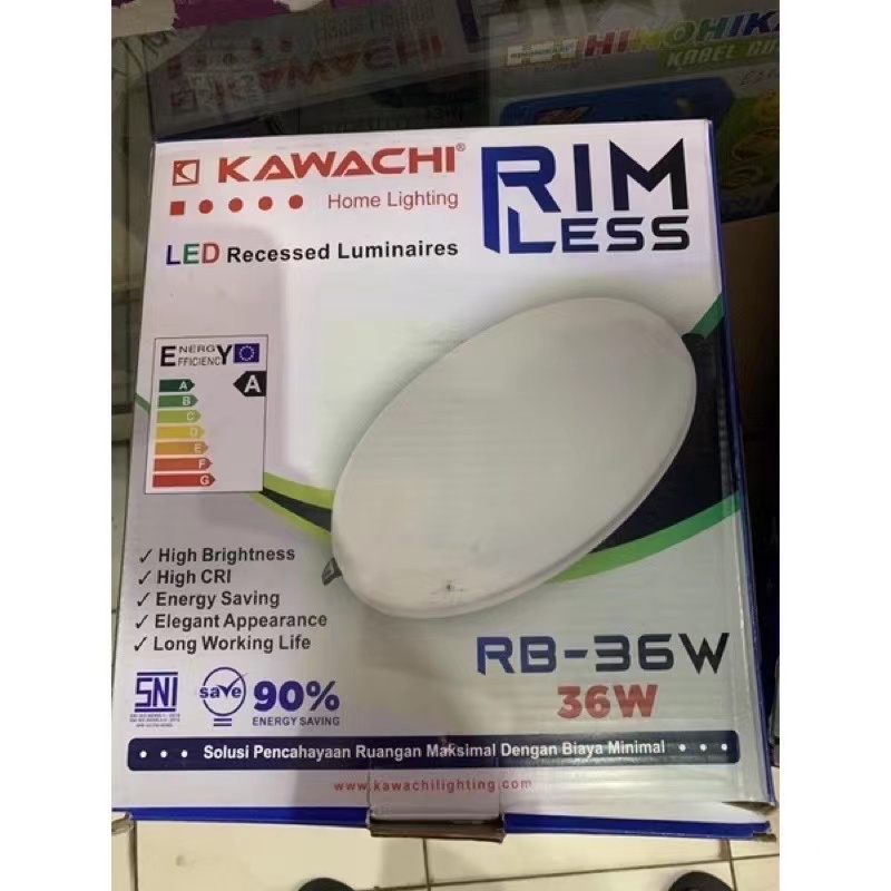 LAMPU LED PANEL DOWNLIGHT RIMLESS KAWACHI PUTIH TERANG BENTUK BULAT 10WATT 18WATT 24WATT 36WATT