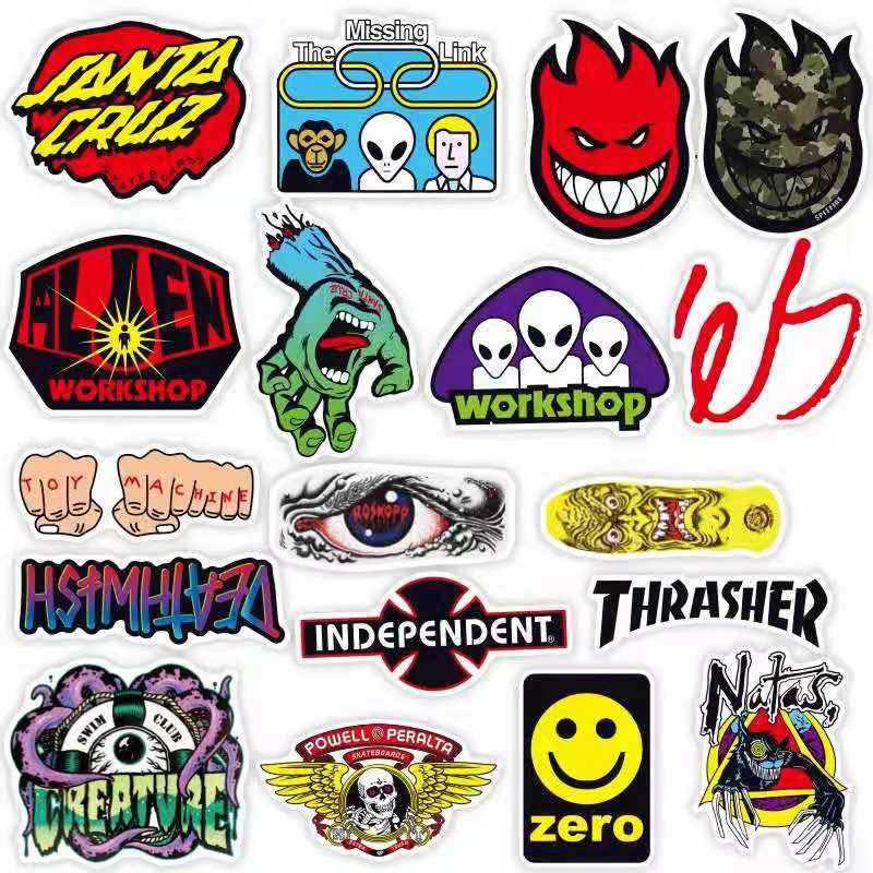 50 Pcs Stiker Desain BAPE TOYMACHINCE ZERO DEATHWISH SANTRCRUZ Untuk SKATEBOARD